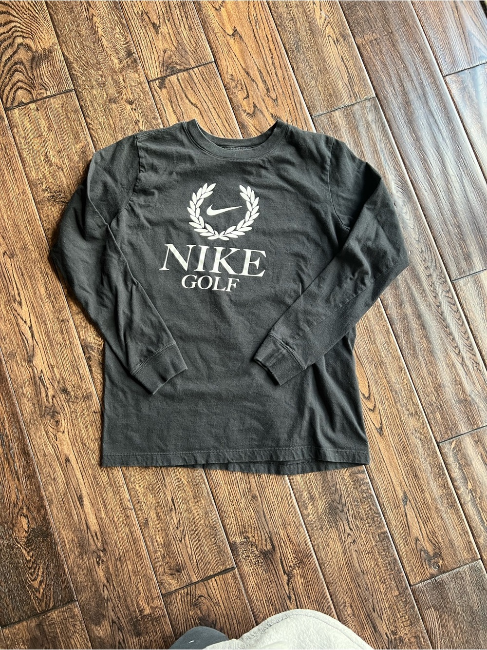 Boys Nike Golf Black Long Sleeve Logo Tee